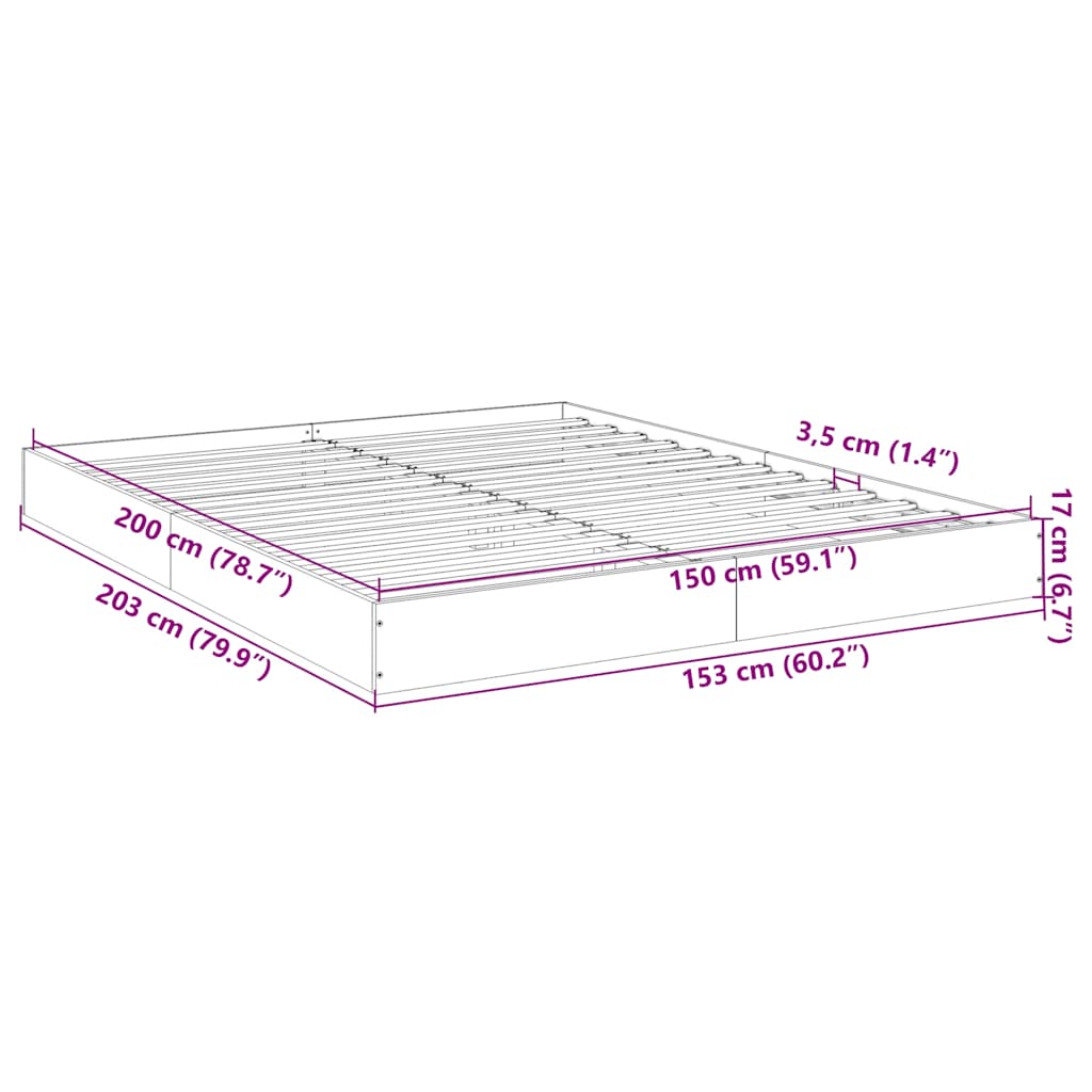 vidaXL Bed Frame without Mattress White 150x200 cm Engineered Wood