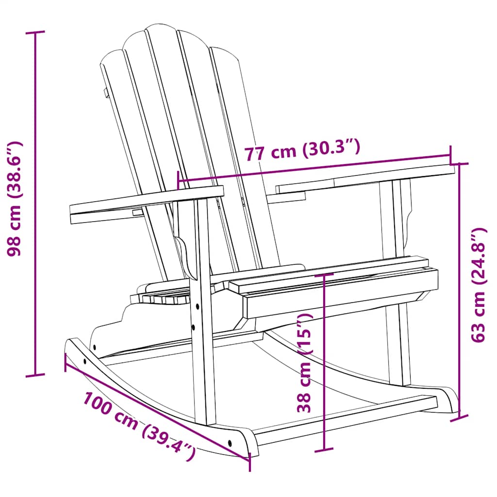 vidaXL Garden Adirondack Rocking Chair Solid Wood Teak