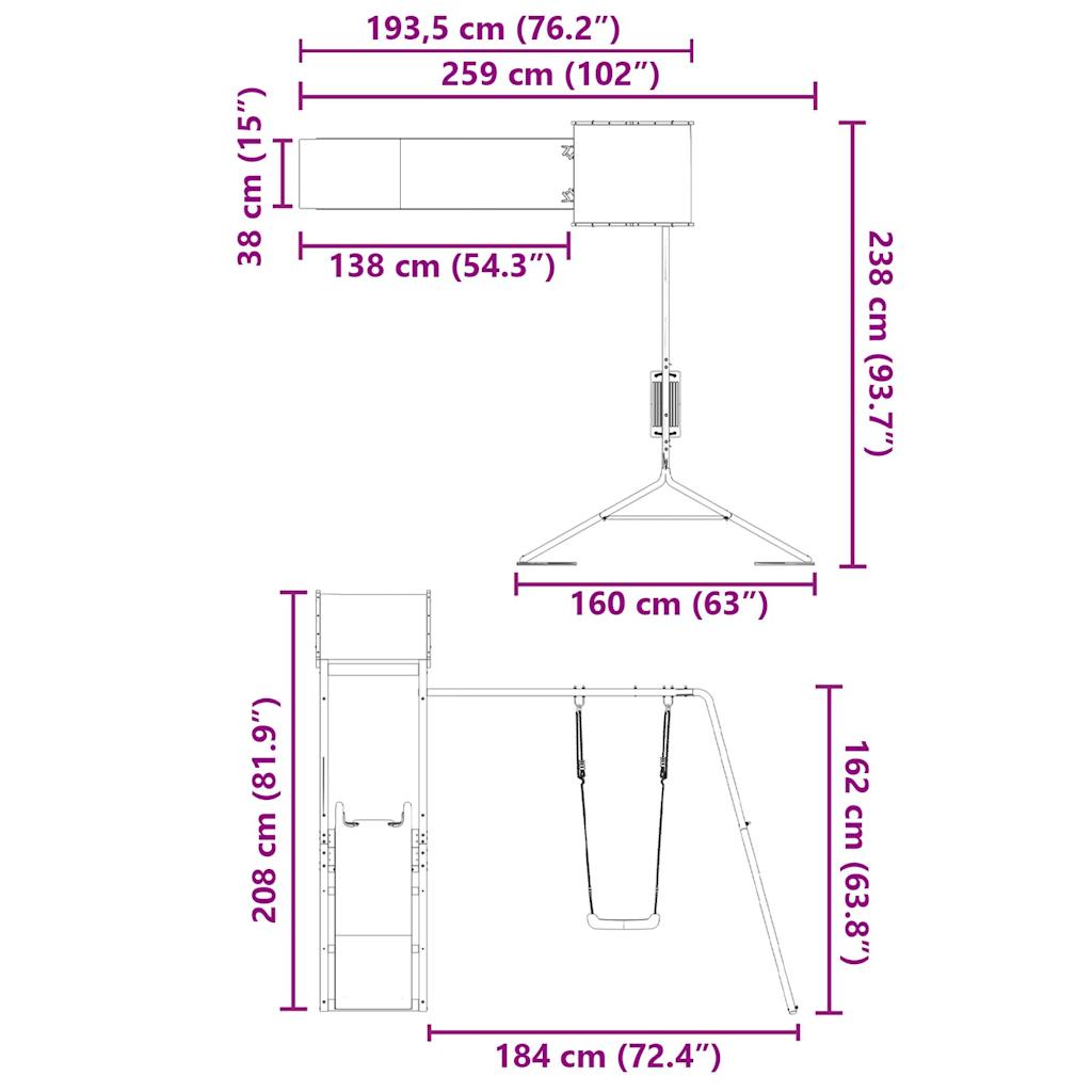vidaXL Outdoor Playset Impregnated Wood Pine