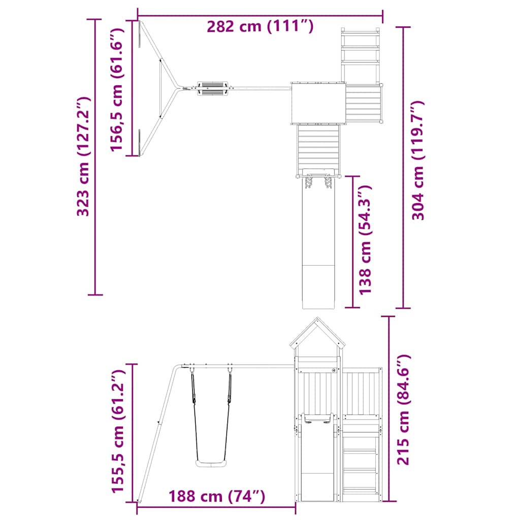 vidaXL Outdoor Playset Solid Wood Pine