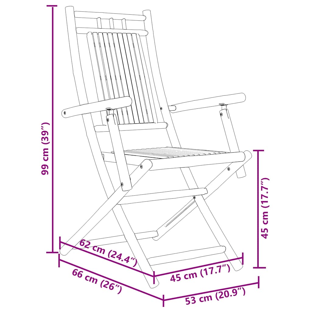 vidaXL Folding Garden Chairs 4 pcs 53x66x99 cm Bamboo