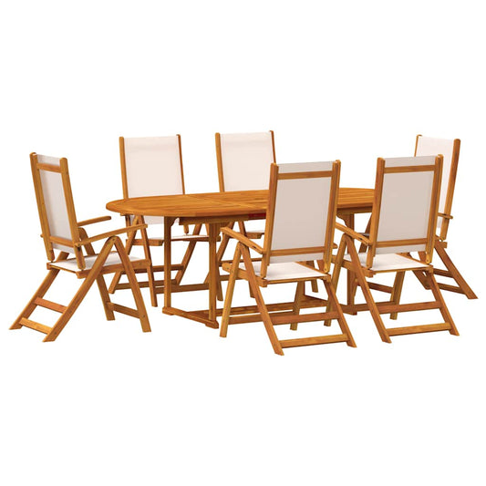 vidaXL 7 Piece Garden Dining Set Solid Wood Acacia and Textilene
