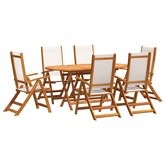 vidaXL 7 Piece Garden Dining Set Solid Wood Acacia and Textilene