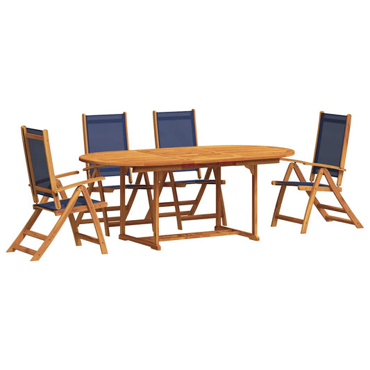 vidaXL 5 Piece Garden Dining Set Solid Wood Acacia and Textilene
