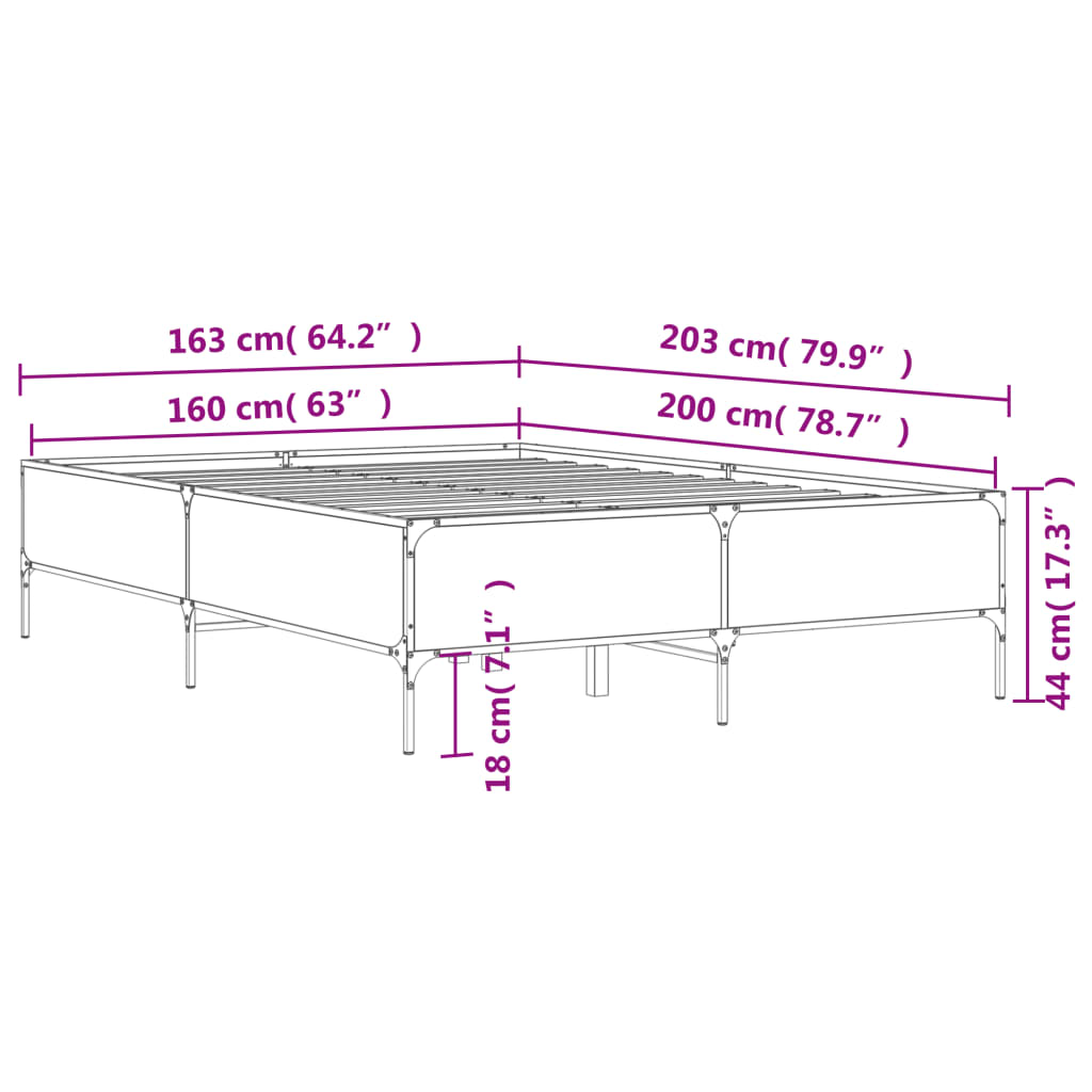 vidaXL Bed Frame without Mattress Black 160x200 cm