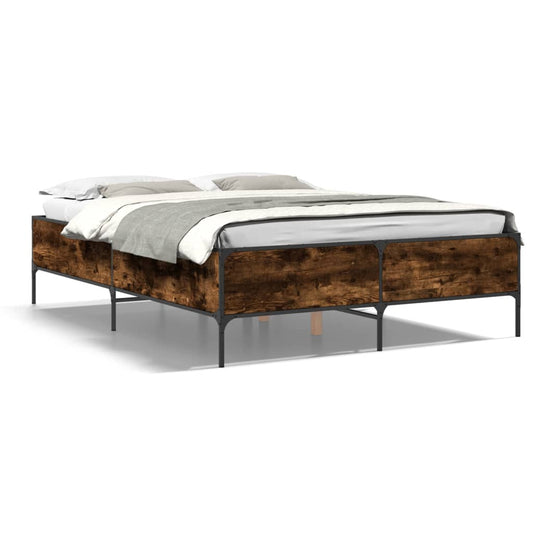 vidaXL Bed Frame without Mattress Smoked Oak 135x190 cm