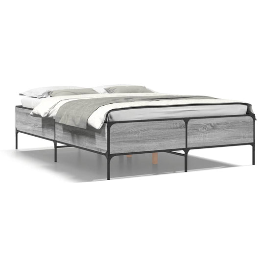 vidaXL Bed Frame without Mattress Grey Sonoma 135x190 cm