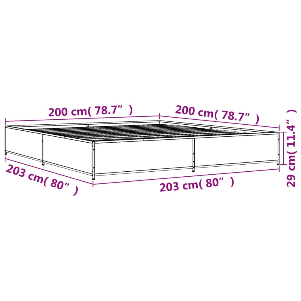 vidaXL Bed Frame without Mattress Sonoma Oak 200x200 cm