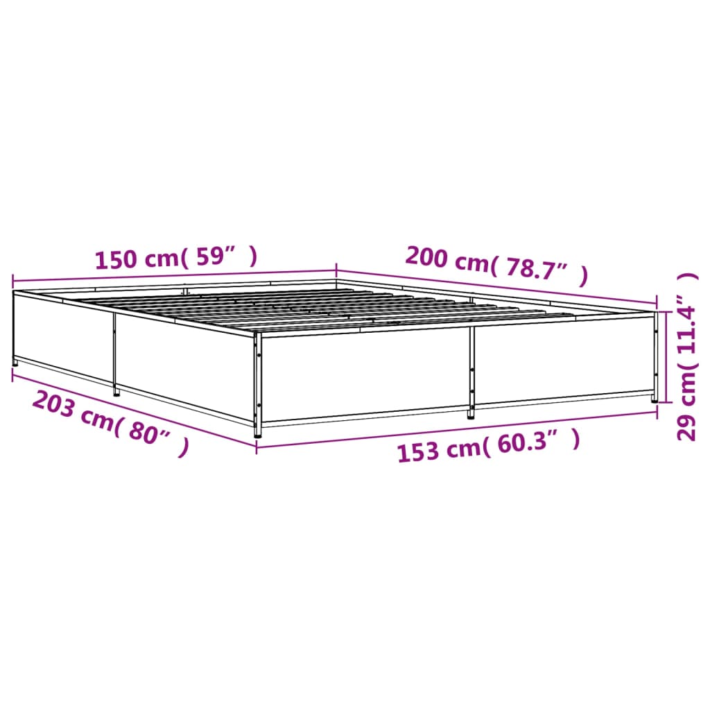vidaXL Bed Frame without Mattress Black 150x200 cm