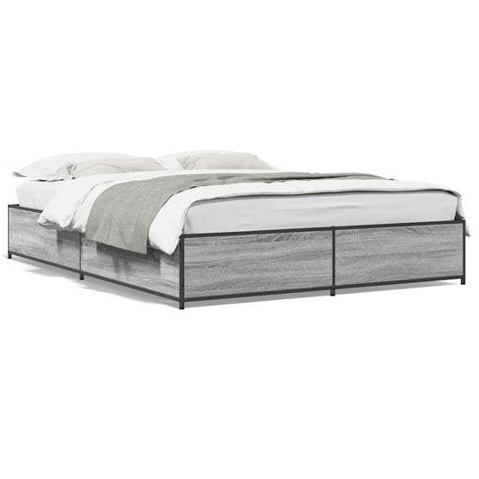 vidaXL Bed Frame without Mattress Grey Sonoma 150x200 cm