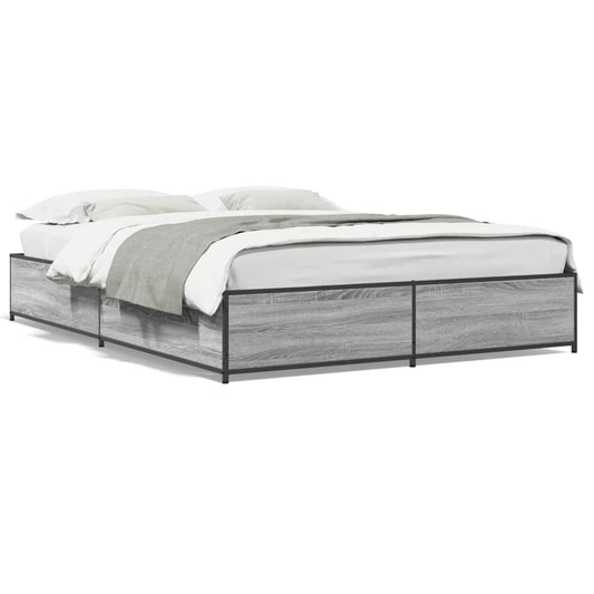 vidaXL Bed Frame without Mattress Grey Sonoma 135x190 cm