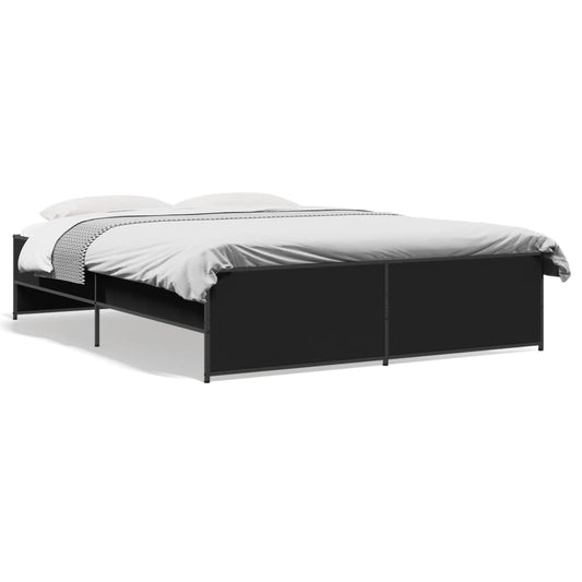 vidaXL Bed Frame | Black | Engineered Wood | Double | Sturdy | Bed Frame