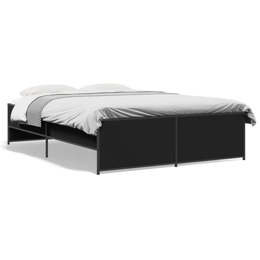 vidaXL Bed Frame | Black | Engineered wood and steel | Double | Modern