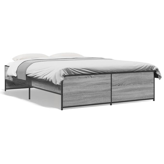 vidaXL Bed Frame without Mattress Grey Sonoma 135x190 cm