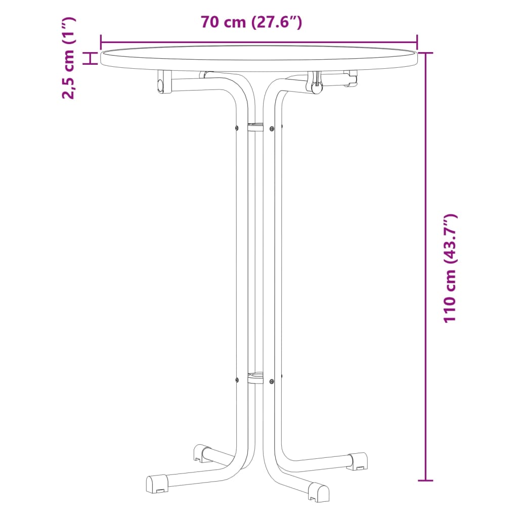 vidaXL Bar Table Black Ø70x110 cm Engineered Wood and Steel