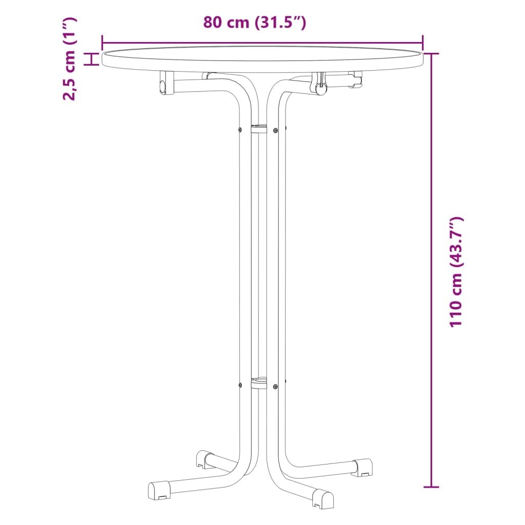 vidaXL Bar Table White Ø80x110 cm Engineered Wood and Steel