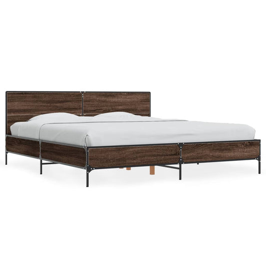 vidaXL Bed Frame without Mattress Brown Oak 180x200 cm Super King
