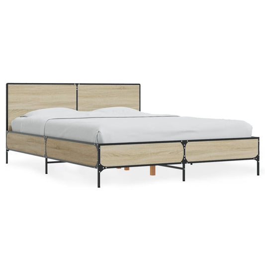 vidaXL Bed Frame without Mattress Sonoma Oak 135x190 cm