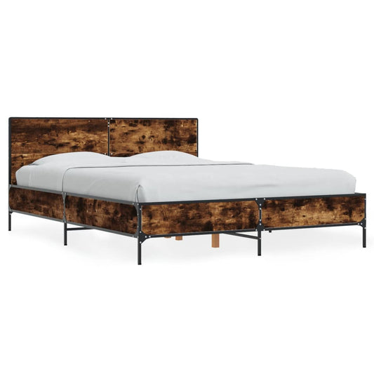 vidaXL Bed Frame without Mattress Smoked Oak 135x190 cm