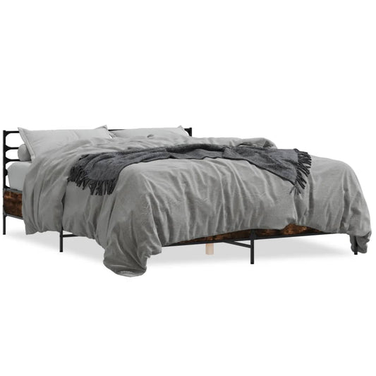 vidaXL Bed Frame | Smoked Oak | Engineered Wood, Metal | King | Bed Frame