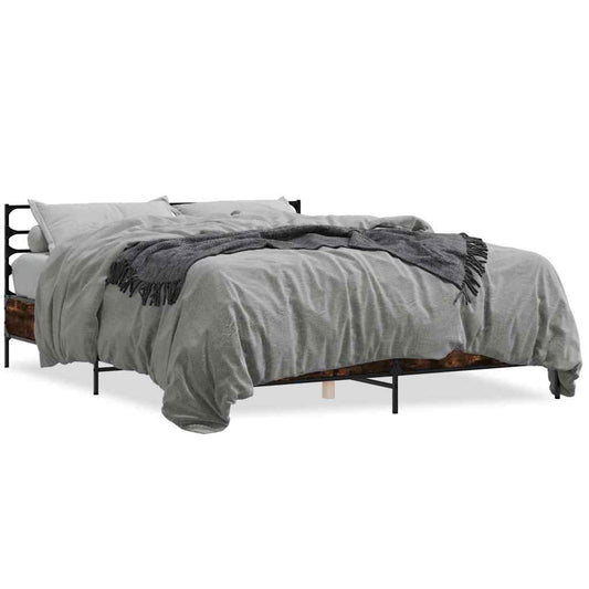 vidaXL Bed Frame without Mattress Smoked Oak 150x200 cm