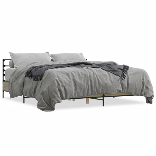 vidaXL Bed Frame | Sonoma Oak | Engineered Wood, Metal | Double | Modern