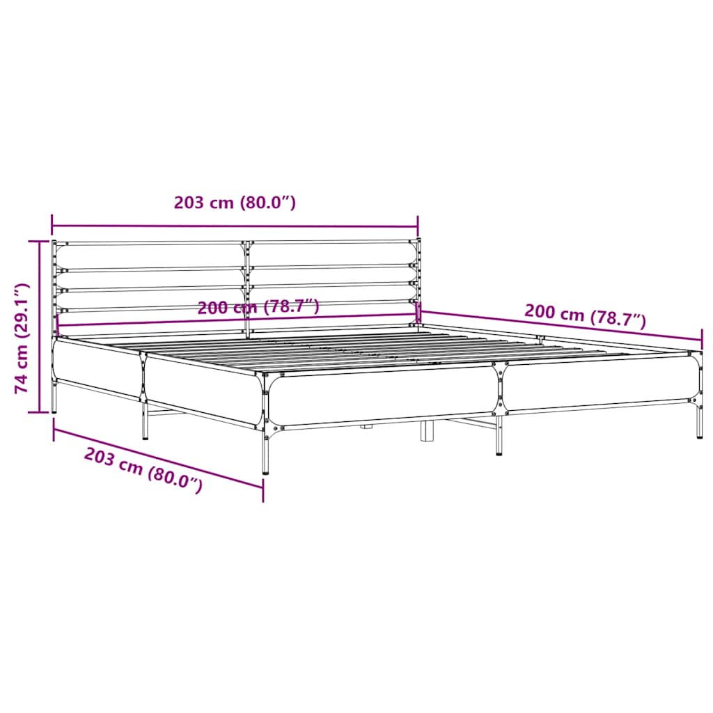 vidaXL Bed Frame without Mattress Sonoma Oak 200x200 cm