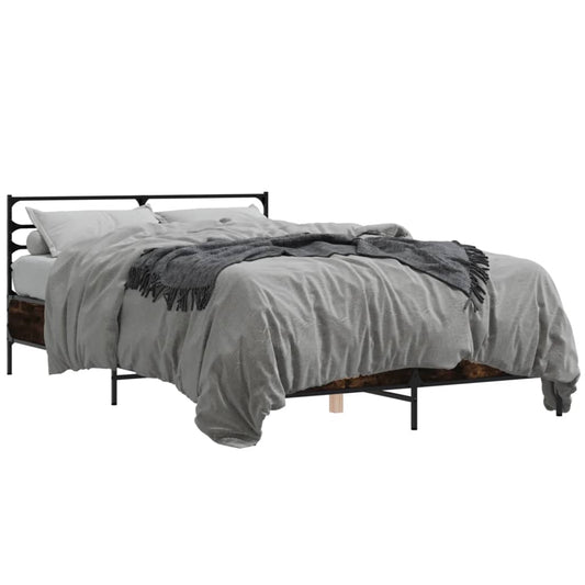vidaXL Bed Frame without Mattress Smoked Oak 135x190 cm