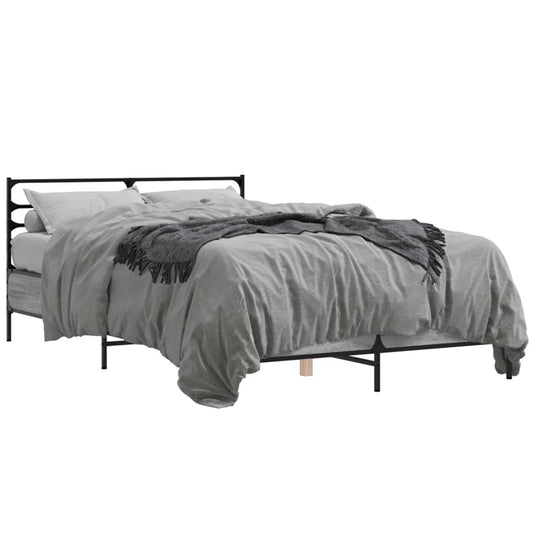 vidaXL Bed Frame without Mattress Grey Sonoma 135x190 cm