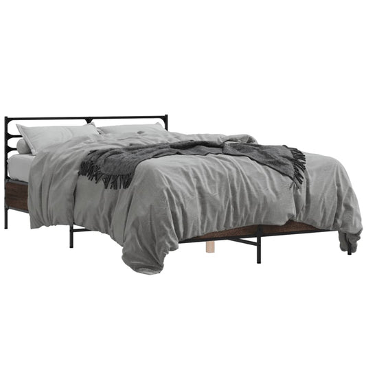 vidaXL Bed Frame | Brown Oak | Engineered Wood | 135x190 cm Double | Durable