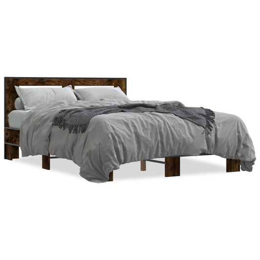 vidaXL Bed Frame without Mattress Smoked Oak 135x190 cm
