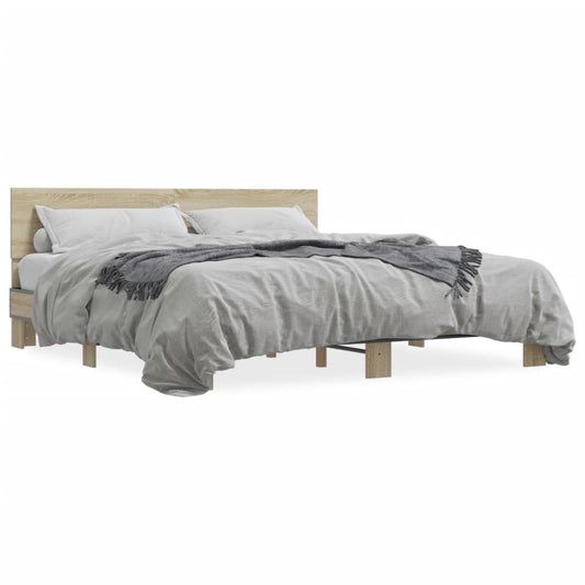 vidaXL Bed Frame | Sonoma Oak | Engineered wood, Metal | Double | Modern | Bed