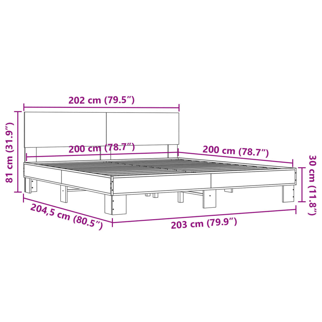 vidaXL Bed Frame | Sonoma Oak | Engineered wood, Metal | Double | Modern | Bed