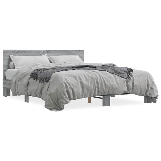 vidaXL Bed Frame without Mattress Grey Sonoma 150x200 cm