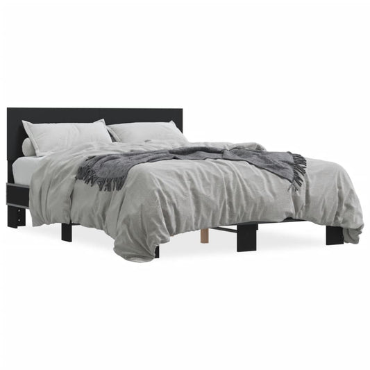 vidaXL Bed Frame | Black | Engineered wood, Metal | Double | Durable | Bed Frame