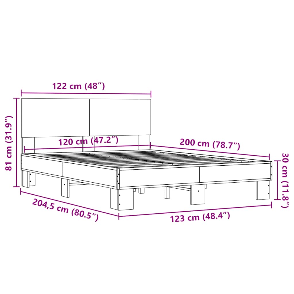 vidaXL Bed Frame without Mattress Black 120x200 cm