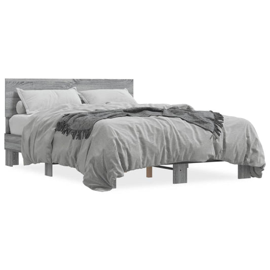 vidaXL Bed Frame | Grey Sonoma | Engineered wood, Metal | Double | Durable