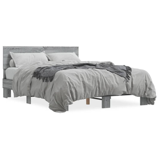 vidaXL Bed Frame | Grey Sonoma | Engineered Wood | Double | Durable