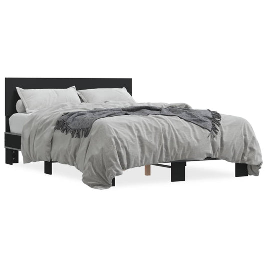 vidaXL Bed Frame | Black | Engineered wood and metal | Double | Durable