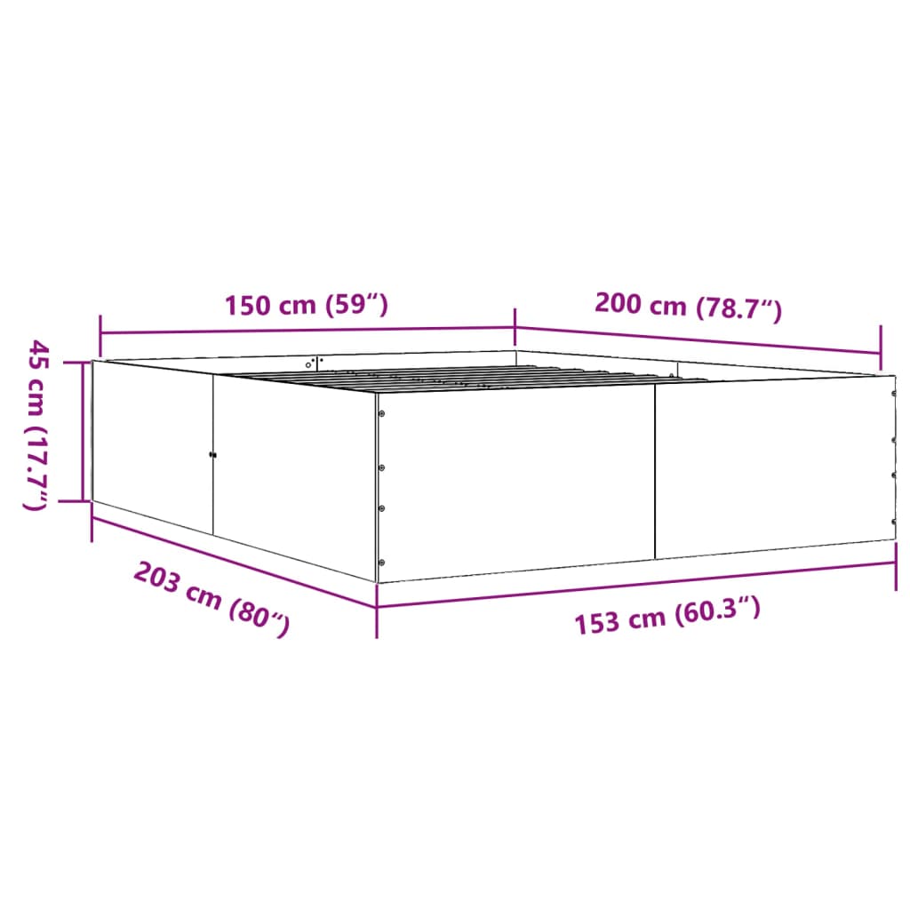 vidaXL Bed Frame without Mattress White 150x200 cm