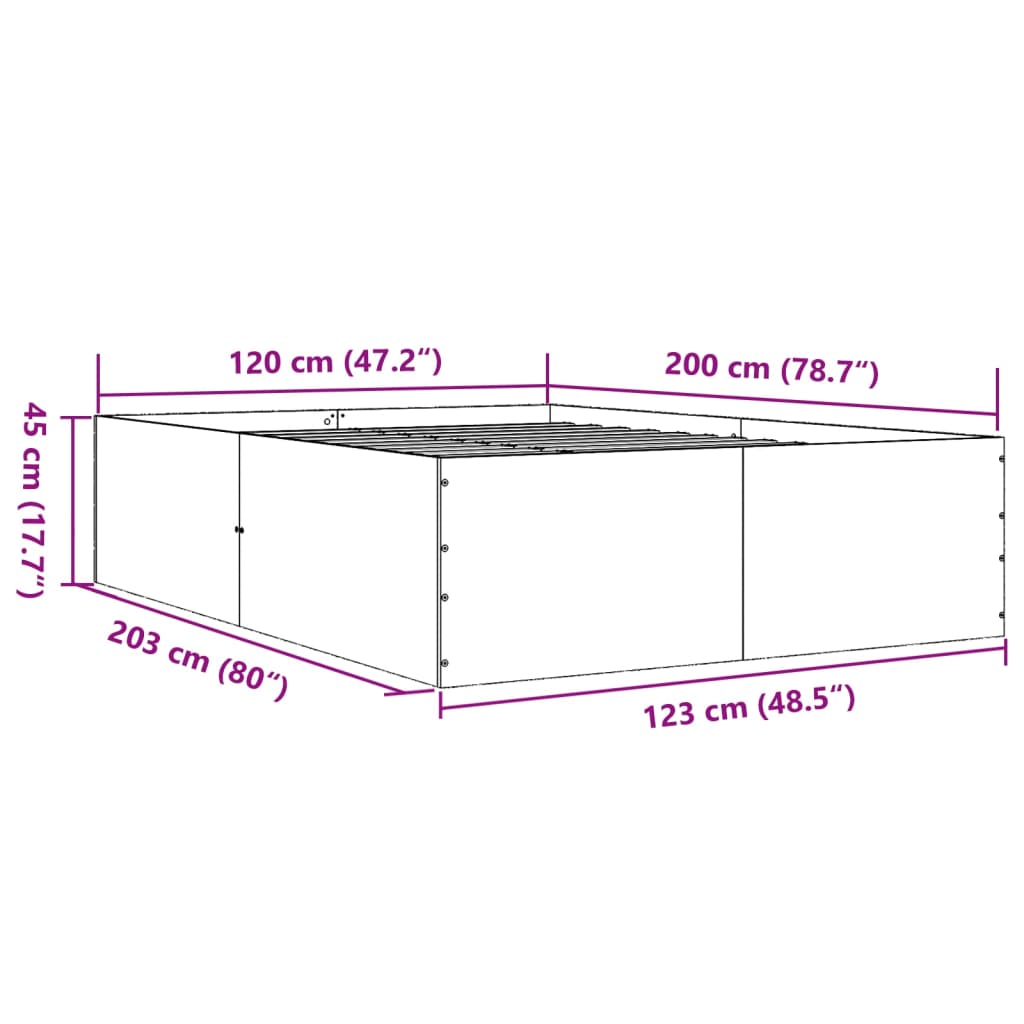 vidaXL Bed Frame without Mattress White 120x200 cm
