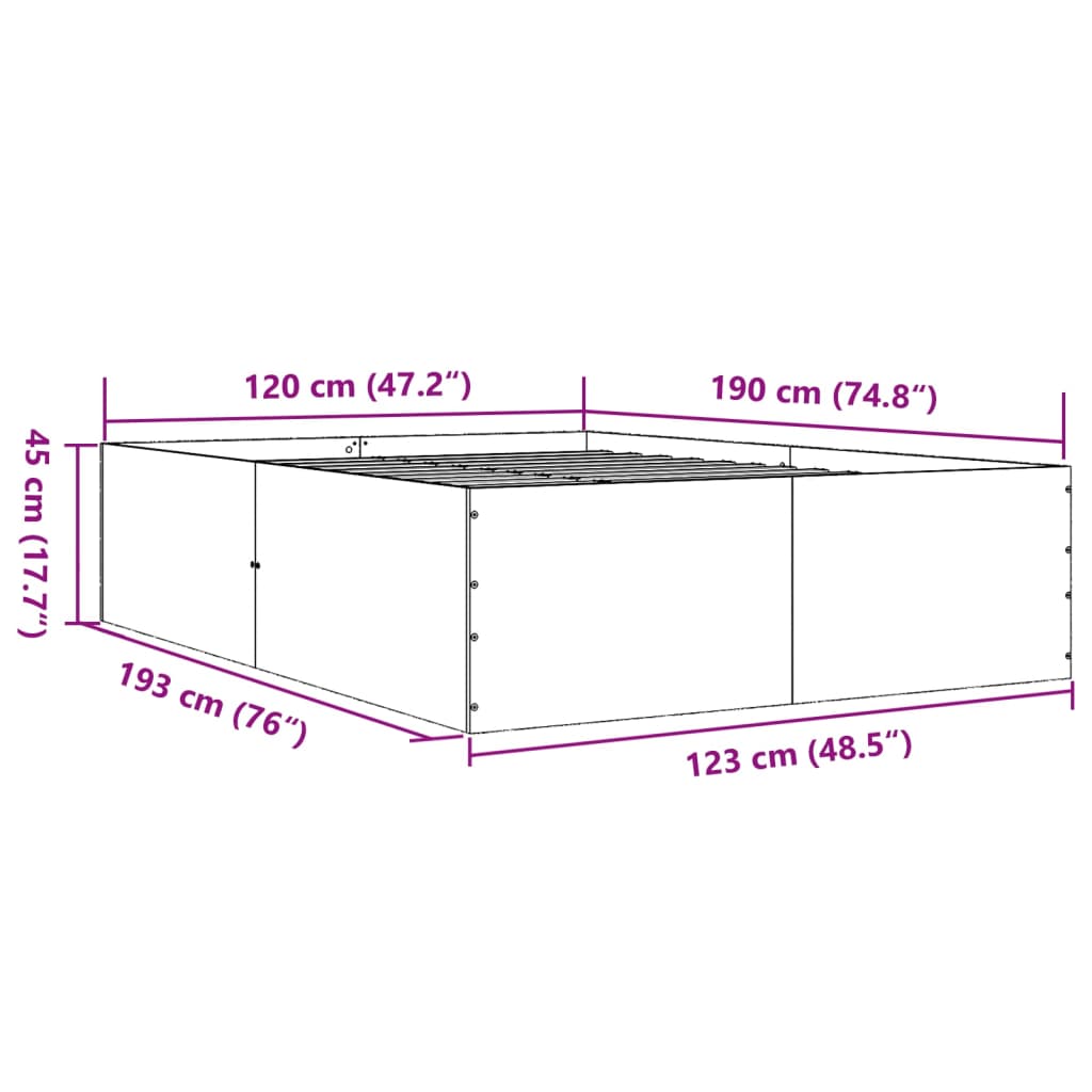 vidaXL Bed Frame without Mattress White 120x190 cm
