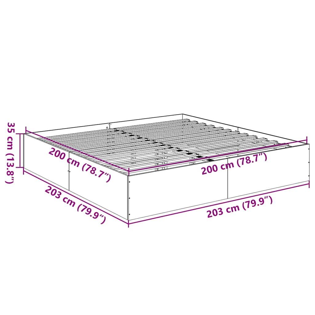 vidaXL Bed Frame without Mattress Grey Sonoma 200x200 cm