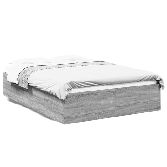 vidaXL Bed Frame without Mattress Grey Sonoma 135x190 cm