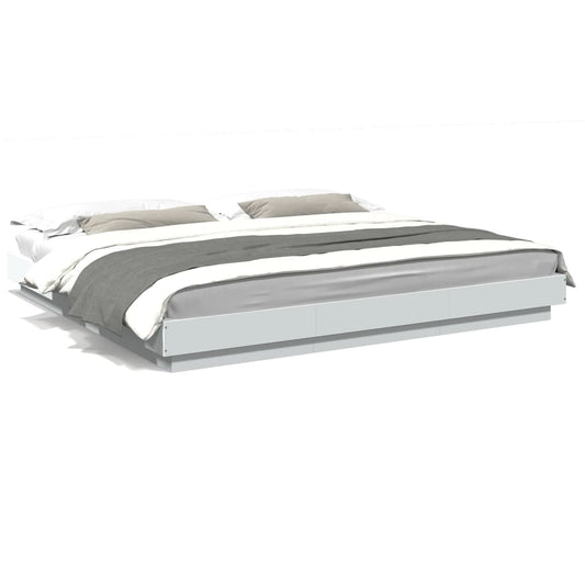 vidaXL Bed Frame with LED Lights without Mattress White 200x200cm