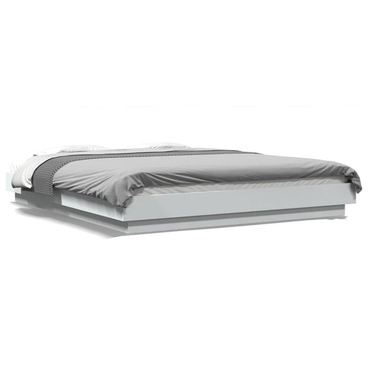 vidaXL Bed Frame with LED Lights without Mattress White 160x200cm