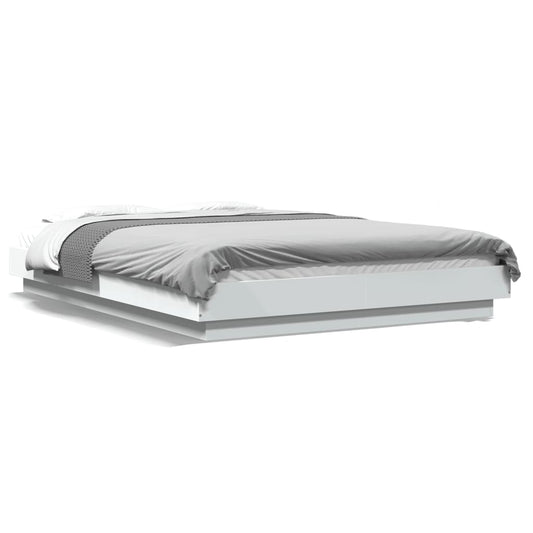 vidaXL Bed Frame with LED Lights without Mattress White 140x200cm