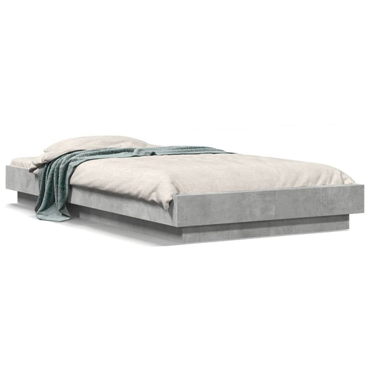 vidaXL Bed Frame with LED Lights without Mattress Concrete Grey 90x200cm