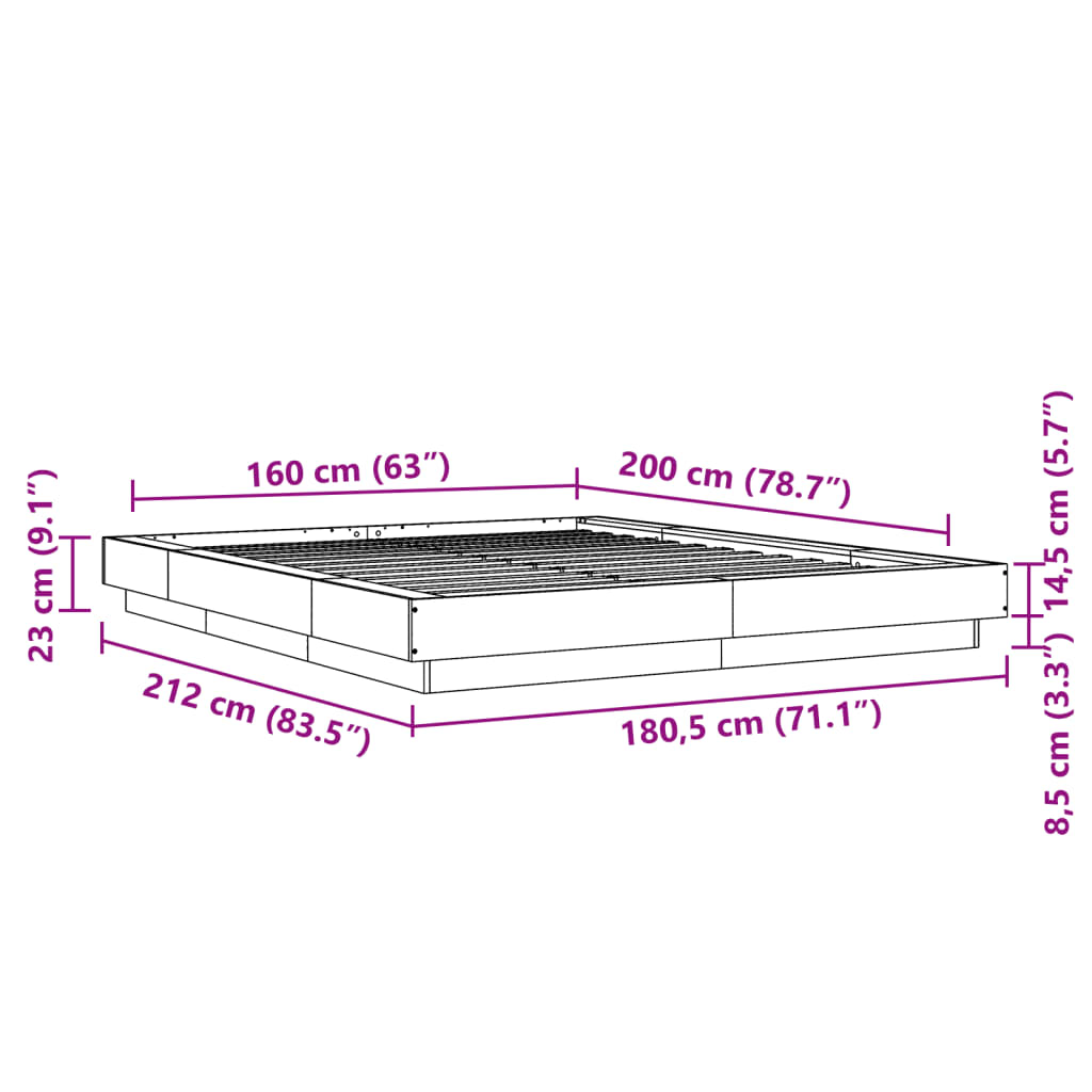 vidaXL Bed Frame without Mattress White 160x200 cm