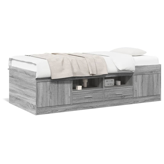 vidaXL Daybed with Drawers without Mattress Grey Sonoma 90x200 cm